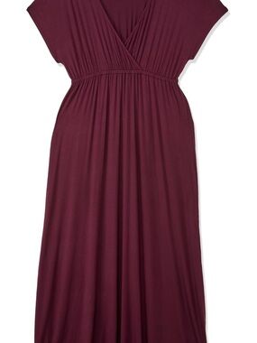 Surplice Maxi Dress in Deep Burgundy